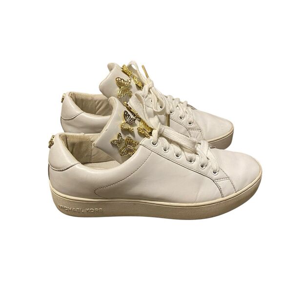Mihael Kors Mindy Sneakers 9.5 EU 40 Butterflies Leather White Lace Up Designer - Picture 12 of 12